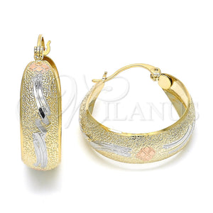Gold Filled Hoop Earrings — Medium Hoop Matte Tricolor 02. — main product view — SKU 119953 | Oro Laminado aretes de aro — Medium Hoop Matte Tricolor 02. — SKU 119953