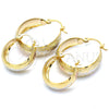 Oro Laminado Medium Hoop, Gold Filled Style Matte Finish, Tricolor, 02.106.0013.1.30