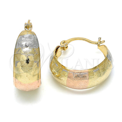 Gold Filled Hoop Earrings — Small Hoop Polished Tricolor 02. for wholesale, main product view