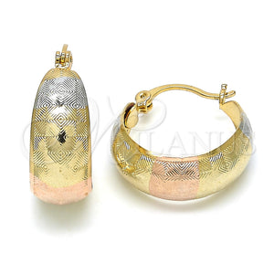 Gold Filled Hoop Earrings — Small Hoop Polished Tricolor 02. — main product view — SKU 119954 | Oro Laminado aretes de aro — Small Hoop pulido Tricolor 02. — SKU 119954