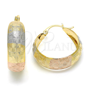 Gold Filled Hoop Earrings — Medium Hoop Polished Tricolor 02. — main product view — SKU 119955 | Oro Laminado aretes de aro — Medium Hoop pulido Tricolor 02. — SKU 119955