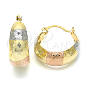 Gold Filled Hoop Earrings — Small Hoop Matte Tricolor 02. — main product view — SKU 119956 | Oro Laminado aretes de aro — Small Hoop Matte Tricolor 02. — SKU 119956