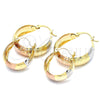 Oro Laminado Small Hoop, Gold Filled Style Matte Finish, Tricolor, 02.106.0015.1.20