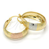 Oro Laminado Medium Hoop, Gold Filled Style Matte Finish, Tricolor, 02.106.0015.1.30