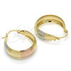 Oro Laminado Medium Hoop, Gold Filled Style Matte Finish, Tricolor, 02.106.0015.1.30