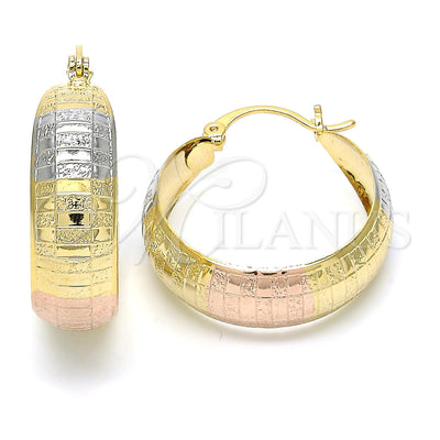 Gold Filled Hoop Earrings — Medium Hoop Matte Tricolor 02. for wholesale, main product view
