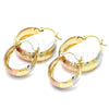Oro Laminado Medium Hoop, Gold Filled Style Matte Finish, Tricolor, 02.106.0015.1.30