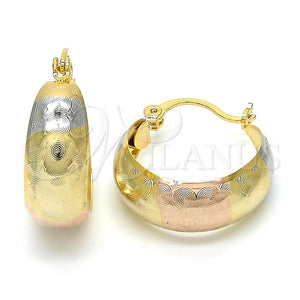 Gold Filled Hoop Earrings — Small Hoop Polished Tricolor 02. — main product view — SKU 119958 | Oro Laminado aretes de aro — Small Hoop pulido Tricolor 02. — SKU 119958