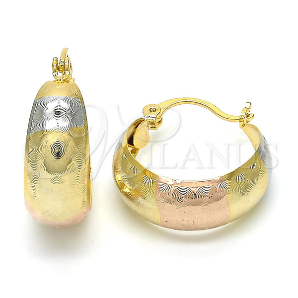 Gold Filled Hoop Earrings — Small Hoop Polished Tricolor 02. for wholesale, main product view