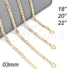 Oro Laminado Basic Necklace, Gold Filled Style Mariner Design, Polished, Golden Finish, 04.213.0133.20 (0.60 Gauge, 03 MM Thickness, 20 Inches Length)