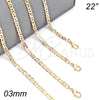 Oro Laminado Basic Necklace, Gold Filled Style Mariner Design, Polished, Golden Finish, 04.213.0133.22 (0.60 Gauge, 03 MM Thickness, 22 Inches Length)
