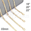Oro Laminado Basic Necklace, Gold Filled Style Mariner Design, Polished, Golden Finish, 04.213.0133.22 (0.60 Gauge, 03 MM Thickness, 22 Inches Length)