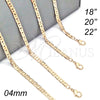 Oro Laminado Basic Necklace, Gold Filled Style Mariner Design, Polished, Golden Finish, 04.213.0134.20 (0.80 Gauge, 04 MM Thickness, 20 Inches Length)