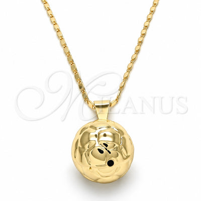 Oro Laminado Pendant Necklace, Gold Filled Style Ball Design, Polished, Golden Finish, 04.163.0005.20 (02 MM Thickness, 20 Inches Length)