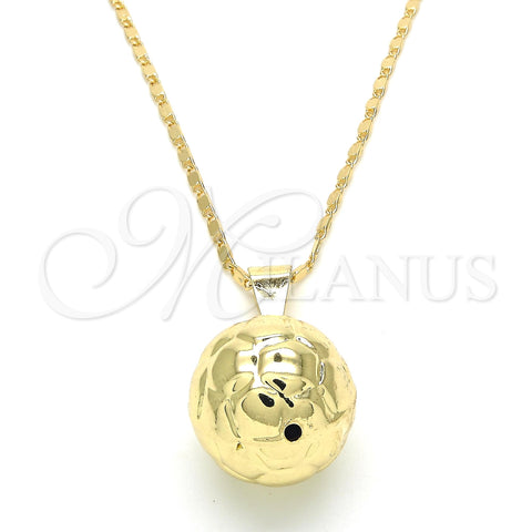Oro Laminado Pendant Necklace, Gold Filled Style Ball Design, Polished, Golden Finish, 04.163.0005.20 (02 MM Thickness, 20 Inches Length)