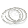 Rhodium Gold Filled Semanario Bangle, Twist Design, Polished, Rhodium Finish, 07.168.0010.1.04 (02 MM Thickness, Size 4 (2.25 Diameter))