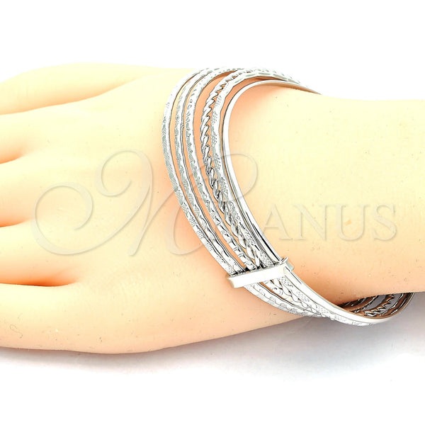 White Gold Filled Jewelry — Semanario Bangle Twist Design Polished 07. 02 MM — alternate product view — SKU 119981 | Oro Laminado Blanco joyería — Semanario Bangle Twist diseño pulido 07. 02 MM — SKU 119981