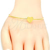 Stainless Steel Individual Bangle, Heart Design, Polished, Golden Finish, 07.265.0016 (01 MM Thickness, One size fits all)