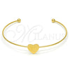 Stainless Steel Individual Bangle, Heart Design, Polished, Golden Finish, 07.265.0016 (01 MM Thickness, One size fits all)