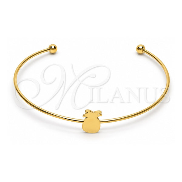 Stainless Steel Individual Bangle, Pineapple Design, Polished, Golden Finish, 07.265.0017 (01 MM Thickness, One size fits all)