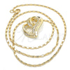 Oro Laminado Pendant Necklace, Gold Filled Style Heart Design, with White Micro Pave, Polished, Golden Finish, 04.195.0023.20 (02 MM Thickness, 20 Inches Length)