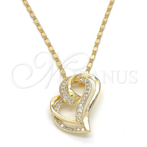 Gold Filled Necklace — Pendant Necklace Heart Design with White Micro Pave — main product view — SKU 120034 | Oro Laminado collar — Pendant Necklace corazón diseño with blanco Micro Pave — SKU 120034