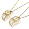 Oro Laminado Pendant Necklace, Gold Filled Style Heart Design, with White Micro Pave, Polished, Golden Finish, 04.195.0023.20 (02 MM Thickness, 20 Inches Length)