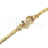 Oro Laminado Fancy Bracelet, Gold Filled Style Flower Design, with Multicolor Cubic Zirconia, Polished, Golden Finish, 03.210.0085.1.08 (06 MM Thickness, 8 Inches Length)