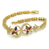 Oro Laminado Fancy Bracelet, Gold Filled Style Flower Design, with Multicolor Cubic Zirconia, Polished, Golden Finish, 03.210.0085.1.08 (06 MM Thickness, 8 Inches Length)