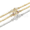 Oro Laminado Fancy Bracelet, Gold Filled Style Flower Design, with Multicolor Cubic Zirconia, Polished, Golden Finish, 03.210.0085.1.08 (06 MM Thickness, 8 Inches Length)