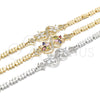 Oro Laminado Fancy Bracelet, Gold Filled Style Flower Design, with Multicolor Cubic Zirconia, Polished, Golden Finish, 03.210.0085.1.08 (06 MM Thickness, 8 Inches Length)