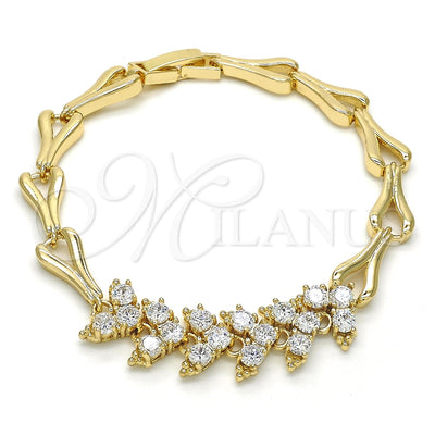 Oro Laminado Fancy Bracelet, Gold Filled Style with White Cubic Zirconia, Polished, Golden Finish for wholesale, main product view