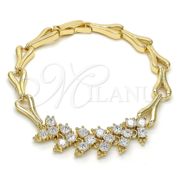 Gold Filled Bracelet — Fancy Bracelet with White Cubic Zirconia Polished 03. — main product view — SKU 120114 | Oro Laminado brazalete — elegante Bracelet with blanco Cubic Zirconia pulido 03. — SKU 120114