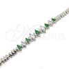 Rhodium Gold Filled Fancy Bracelet, with Green and White Cubic Zirconia, Polished, Rhodium Finish, 03.210.0082.8.07 (05 MM Thickness, 7 Inches Length)
