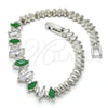 Rhodium Gold Filled Fancy Bracelet, with Green and White Cubic Zirconia, Polished, Rhodium Finish, 03.210.0082.8.07 (05 MM Thickness, 7 Inches Length)