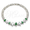 Rhodium Gold Filled Fancy Bracelet, with Green and White Cubic Zirconia, Polished, Rhodium Finish, 03.210.0082.8.07 (05 MM Thickness, 7 Inches Length)