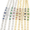 Rhodium Gold Filled Fancy Bracelet, with Green and White Cubic Zirconia, Polished, Rhodium Finish, 03.210.0082.8.07 (05 MM Thickness, 7 Inches Length)