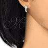Oro Laminado Huggie Hoop, Gold Filled Style with White Cubic Zirconia and White Crystal, Polished, Golden Finish, 02.304.0006.10