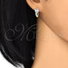 Oro Laminado Huggie Hoop, Gold Filled Style with White Cubic Zirconia and White Crystal, Polished, Golden Finish, 02.304.0006.10