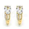 Oro Laminado Huggie Hoop, Gold Filled Style with White Cubic Zirconia and White Crystal, Polished, Golden Finish, 02.304.0006.10