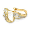 Oro Laminado Huggie Hoop, Gold Filled Style with White Cubic Zirconia and White Crystal, Polished, Golden Finish, 02.304.0006.10
