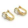 Oro Laminado Huggie Hoop, Gold Filled Style with White Cubic Zirconia and White Crystal, Polished, Golden Finish, 02.304.0006.10