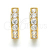 Oro Laminado Huggie Hoop, Gold Filled Style with White Cubic Zirconia, Polished, Golden Finish, 02.304.0011.15