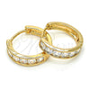 Oro Laminado Huggie Hoop, Gold Filled Style with White Cubic Zirconia, Polished, Golden Finish, 02.304.0011.15