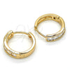 Oro Laminado Huggie Hoop, Gold Filled Style with White Cubic Zirconia, Polished, Golden Finish, 02.304.0011.15