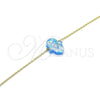 Oro Laminado Fancy Bracelet, Gold Filled Style Hand of God Design, with Blue Topaz Opal, Polished, Golden Finish, 03.99.0001.07 (01 MM Thickness, 7 Inches Length)