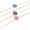Oro Laminado Fancy Bracelet, Gold Filled Style Hand of God Design, with Blue Topaz Opal, Polished, Golden Finish, 03.99.0001.07 (01 MM Thickness, 7 Inches Length)