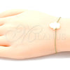 Oro Laminado Fancy Bracelet, Gold Filled Style Hand of God Design, with White Opal, Polished, Golden Finish, 03.99.0001.1.07 (01 MM Thickness, 7 Inches Length)