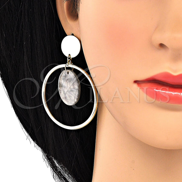 Gold Filled Ring — Long Earring with Gray Mother of Pearl Polished — alternate product view — SKU 120206 | Oro Laminado anillo — Long Earring with Gray Mother of Pearl pulido — SKU 120206