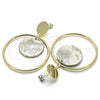 Oro Laminado Long Earring, Gold Filled Style with Gray Mother of Pearl, Polished, Golden Finish, 02.268.0071.1